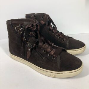 UGG Blaney Crystal High-Top Womens Brown Suede Shoes Sneakers 1008490